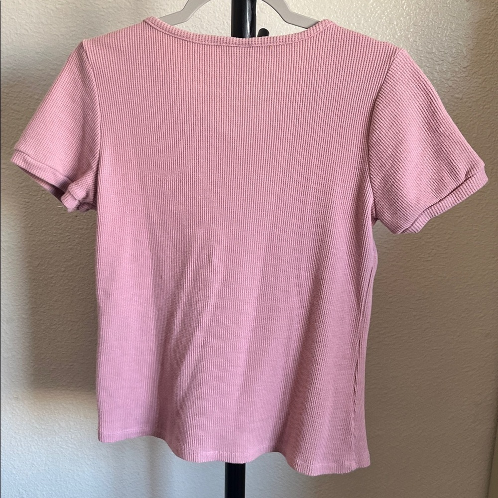 Pink Button-Up Ribbed Top - Picture 3 of 3